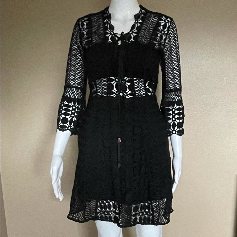 self-portrait black lace dress